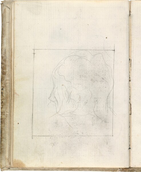 Tanteo de cabeza de perfil en un recuadro (atribuida a Javier Goya)