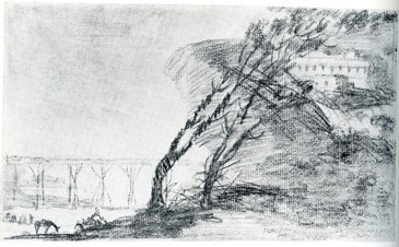 Landscape with Cliff, Buildings and Trees (Paisaje con peñasco, edificios y árboles)