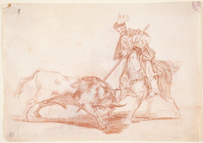 El Cid Campeador lancing another bull (preparatory drawing 1)