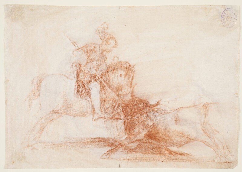 The Cid Campeador lancing another bull (preparatory drawing 2)