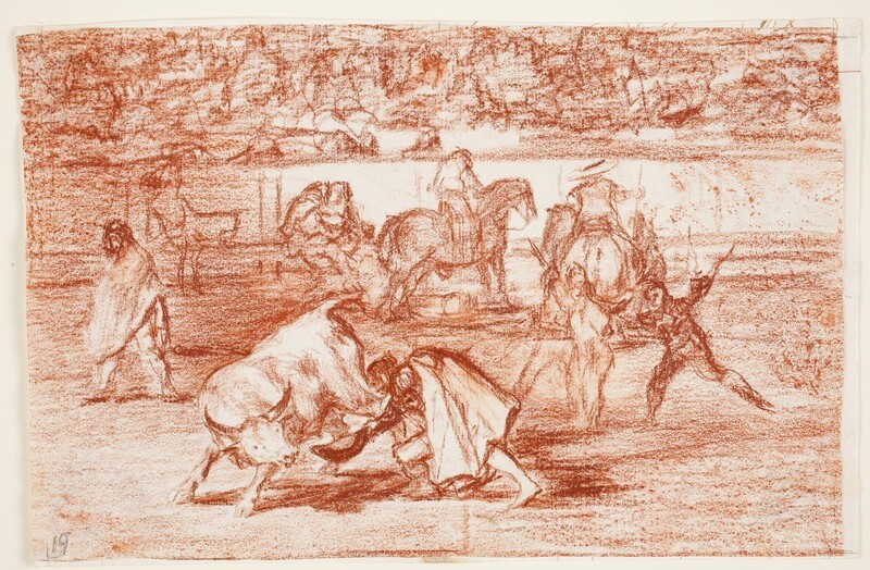 Pepe Illo making the cut to the bull (preparatory drawing)