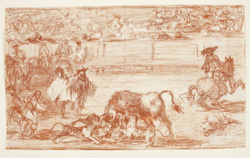 Dogs at the bull (Bullfighting C) (preparatory drawing)