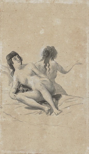 Dos jóvenes desnudas sobre un lecho