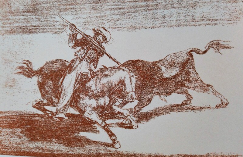 The spirited Moor Gazul is the first one to lance bulls in order (preparatory drawing).