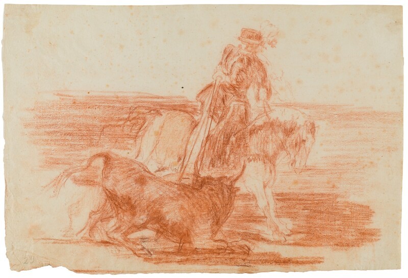 Carlos V lanceando un toro en la plaza de Valladolid (dibujo preparatorio 1)